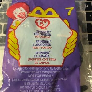 Spinner the Spider McDonald’s ty beanie baby Happy Meal toy